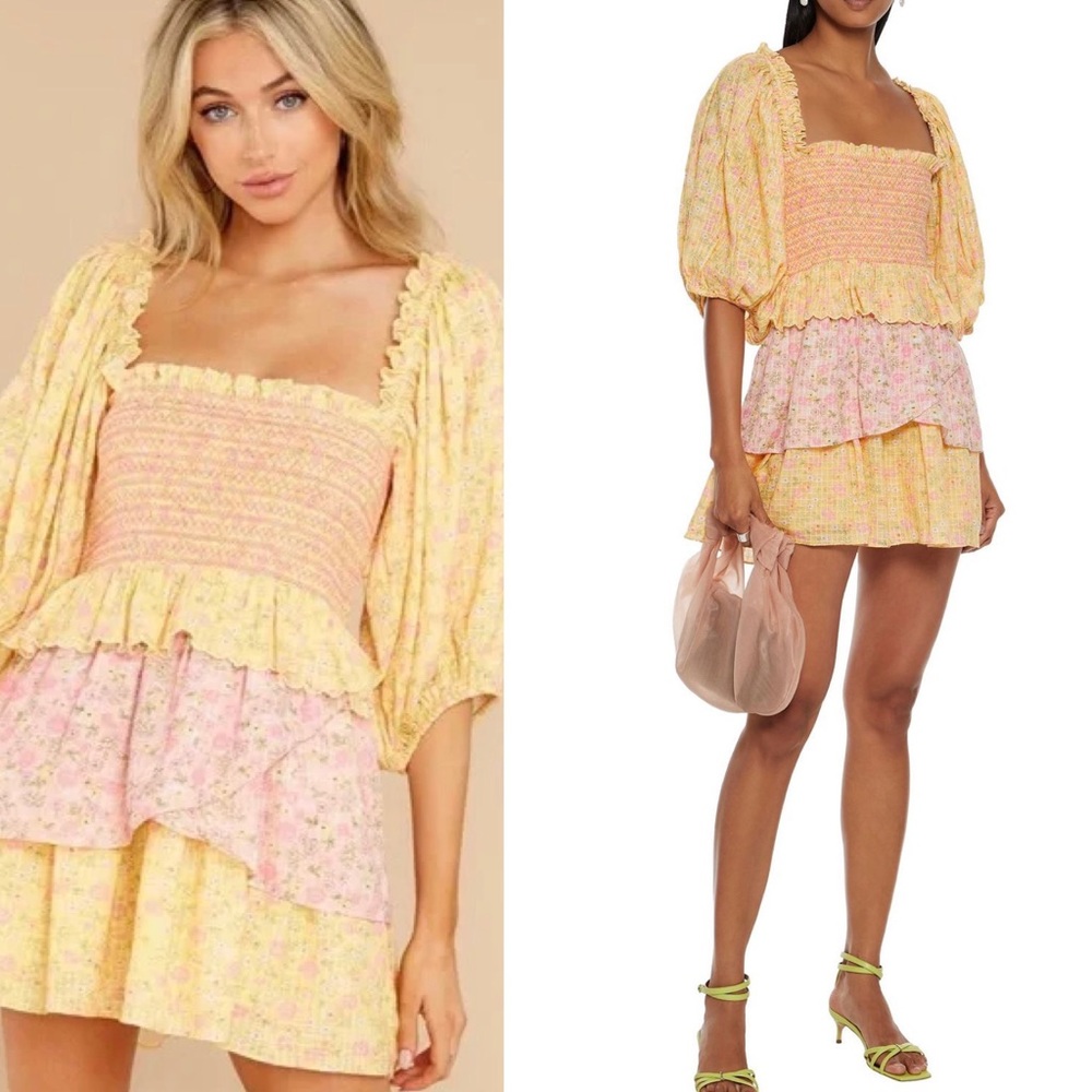 LoveShackFancy Shaw mini dress in chateau rose NWT